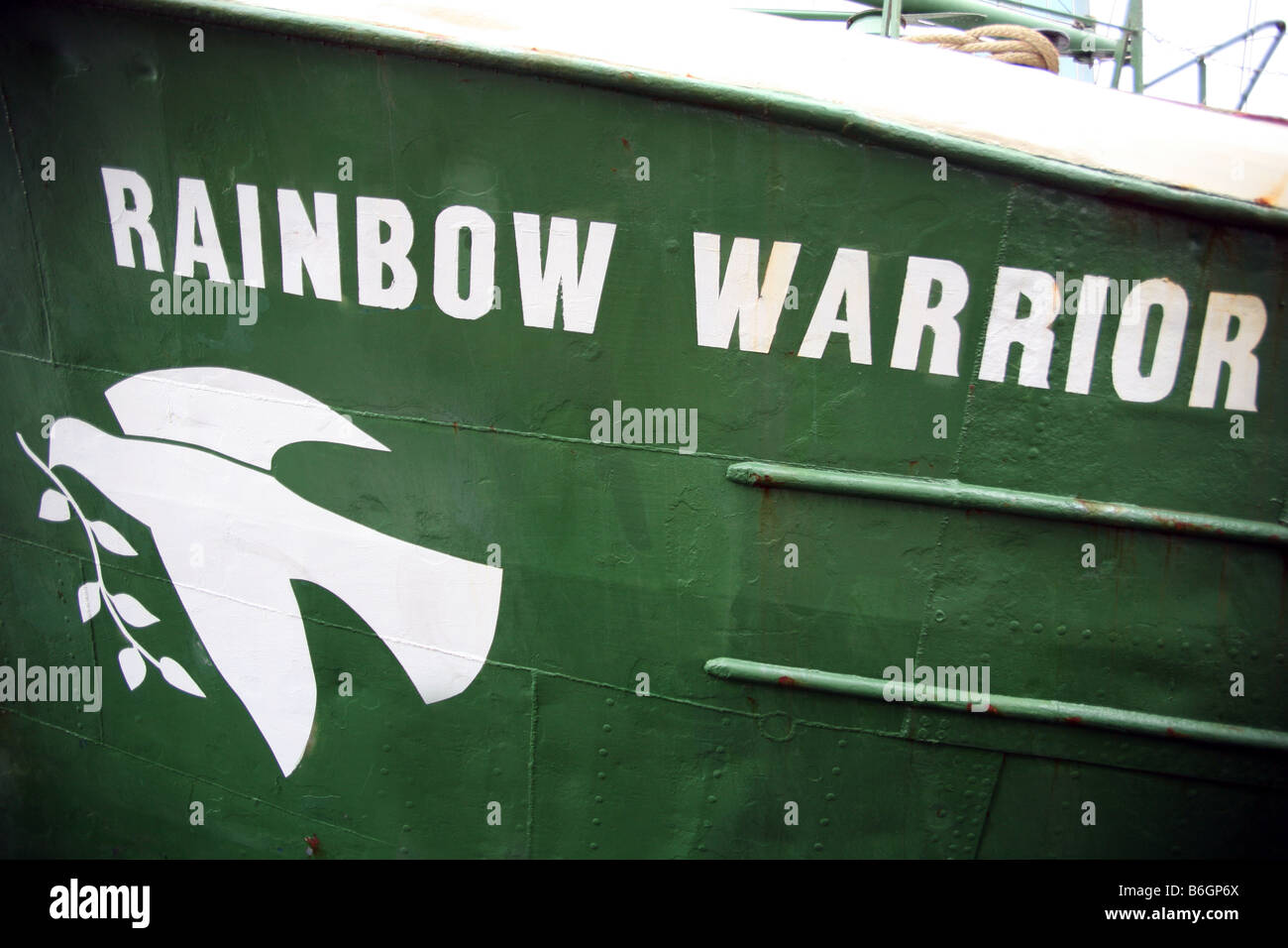 Greenpeace ship Rainbow Warrior II moored in London Stock Photo