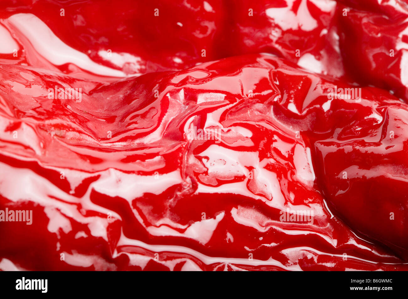 Close up of the skin of a Red Chili Pepper Stock Photo