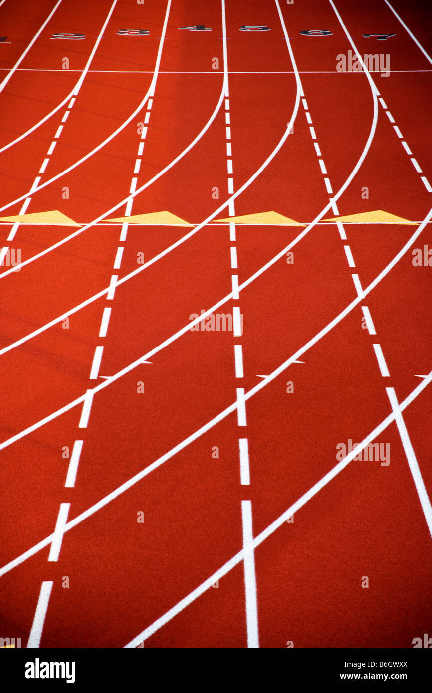 Close up of synthetic track surface at 2nd Annual PA Distance Festival Stock Photo