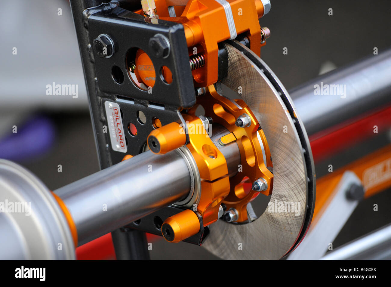 Disc Brake on the axle of a kart Stock Photo