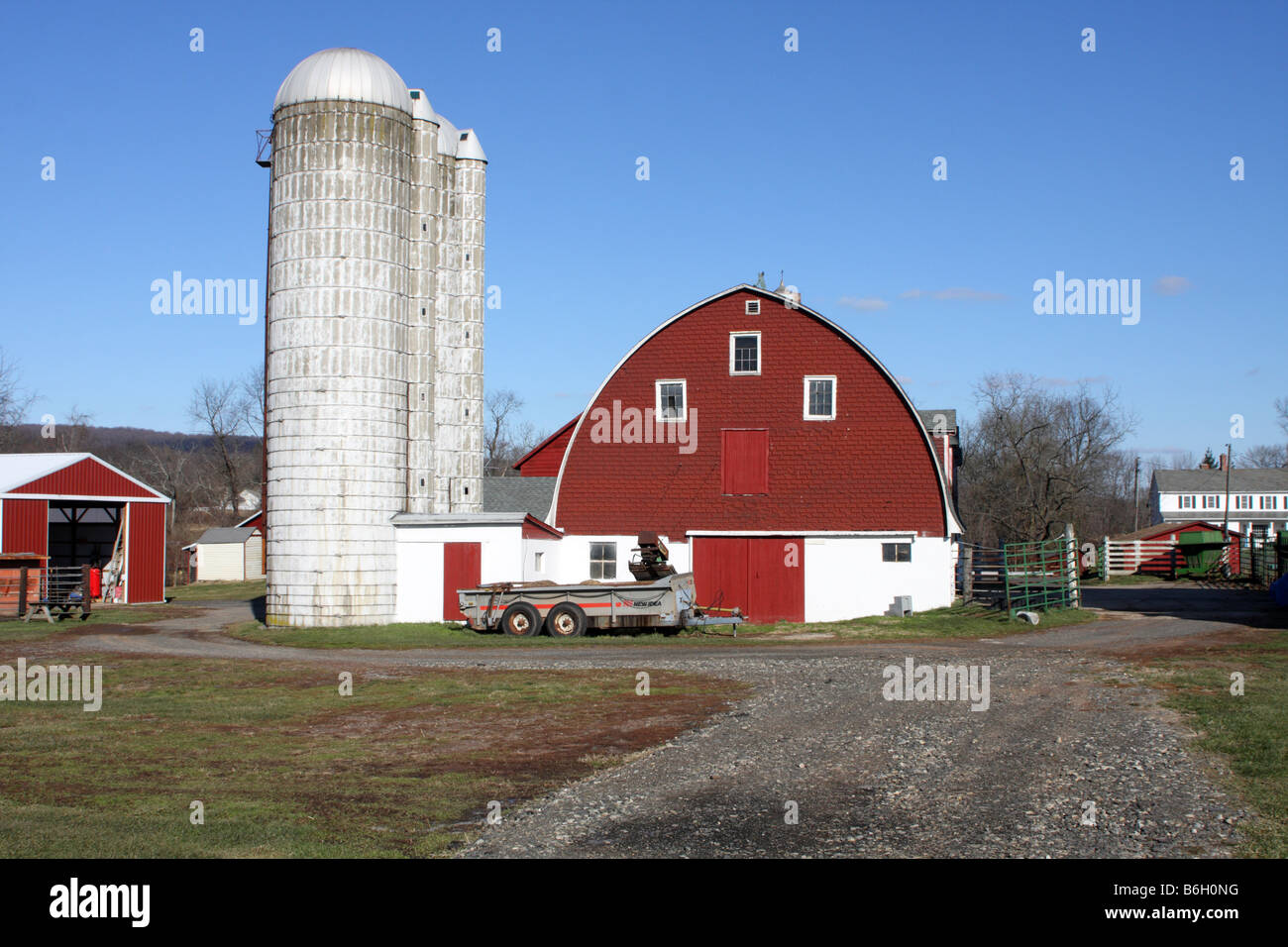 Silo and Barn Stock Photo