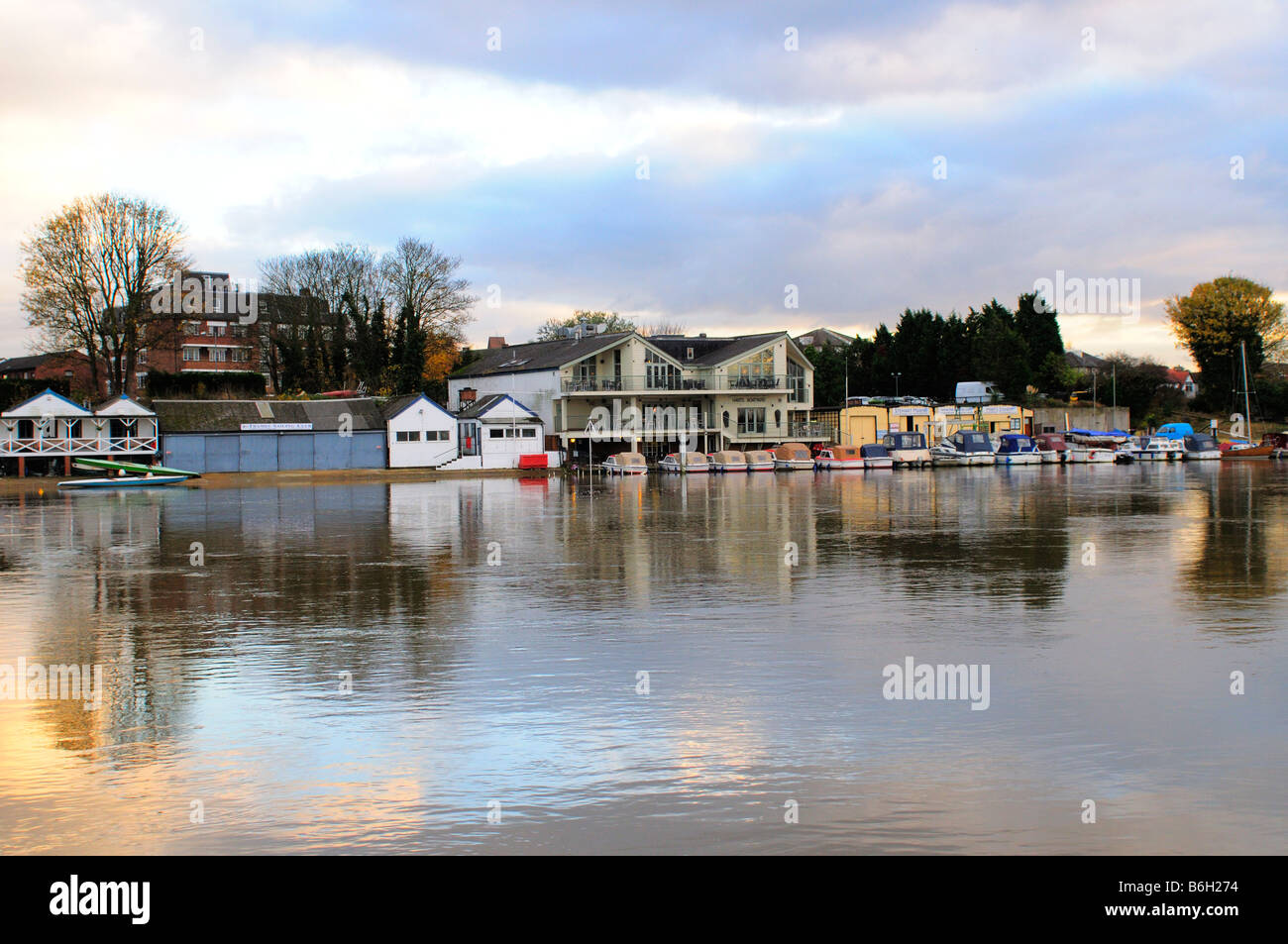 River Thames with Harts Boatyard in Kingston Surrey Stock Photo