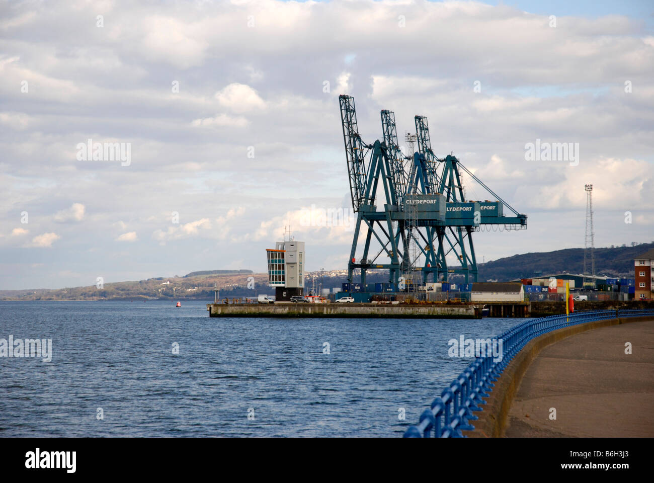 Clydeport Cranes Esplanade Greenock Stock Photo