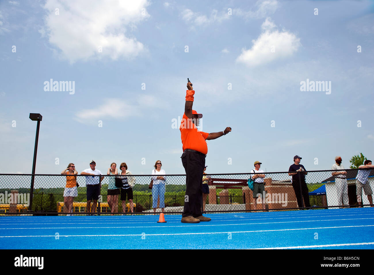 Starter, Southern Chester County League, Track & Field Championship Meet, Pennsylvania, USA Stock Photo