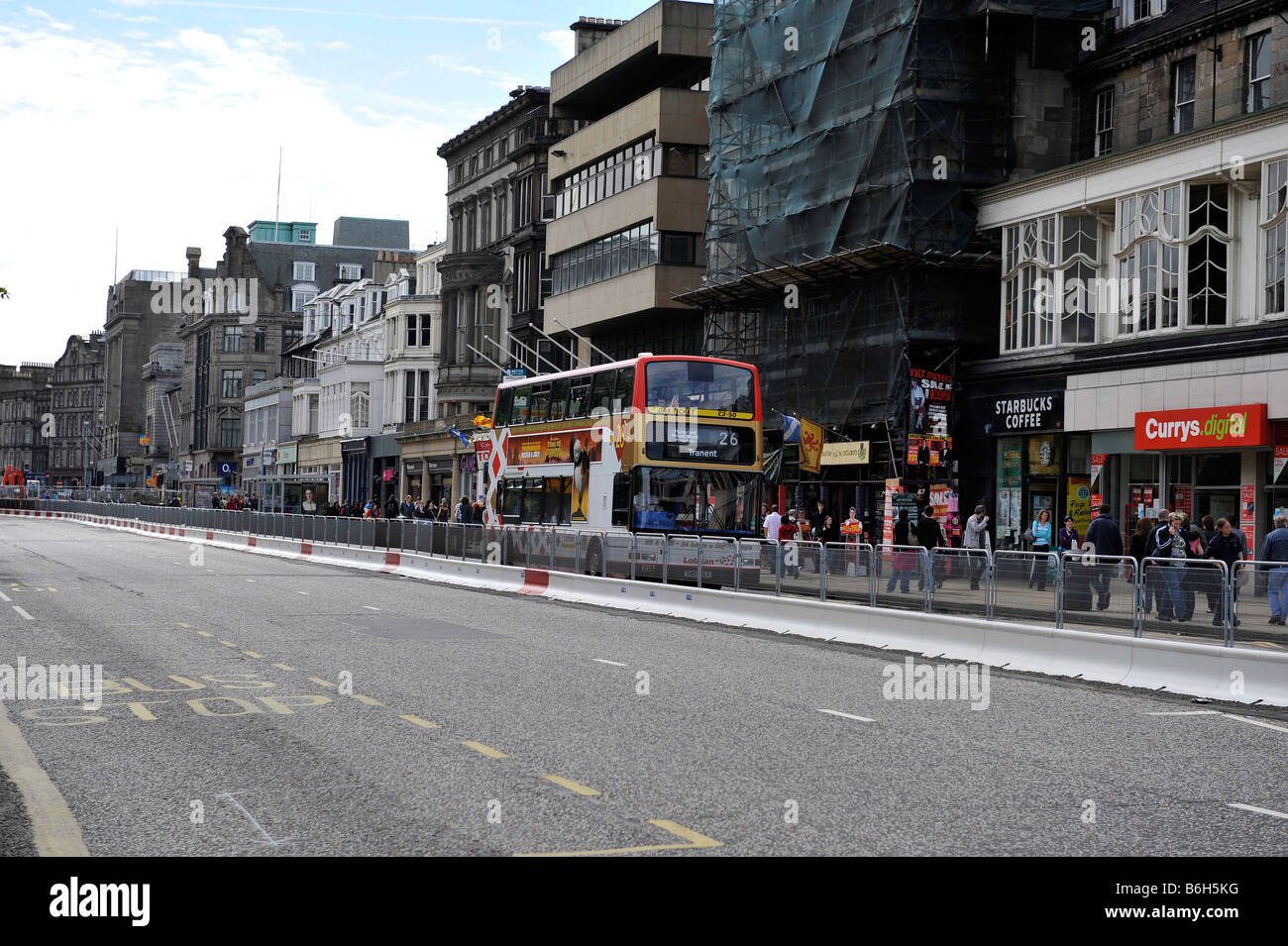 Constuction work for trams Princes Street Edinburgh Stock Photo