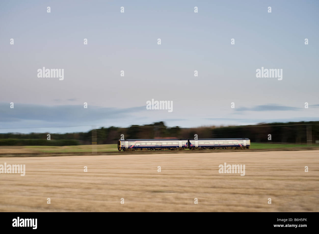 First Scotrail train in Fife countryside Stock Photo