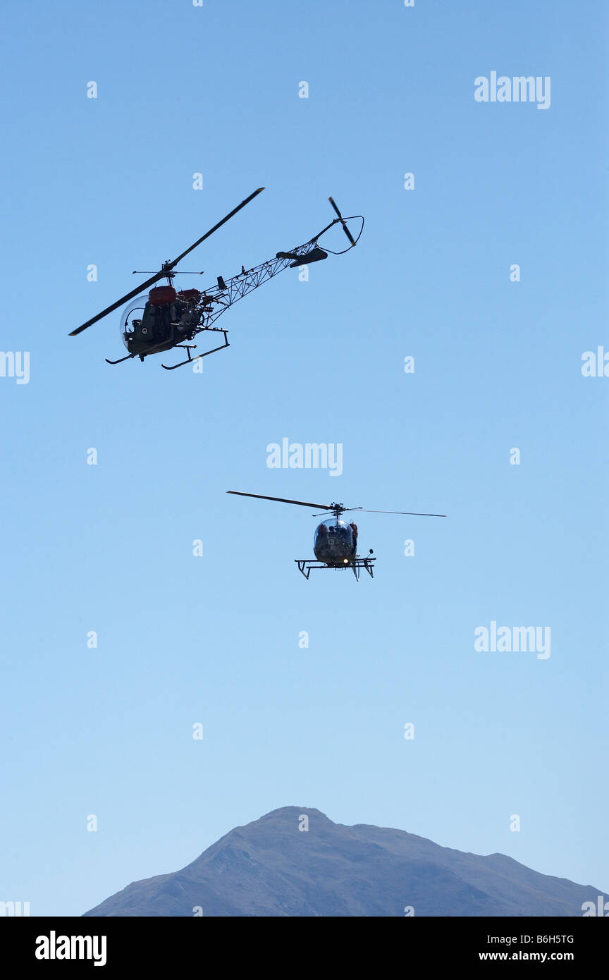 Vintage Bell 47 Helicopters Warbirds over Wanaka Airshow Wanaka South Island New Zealand Stock Photo