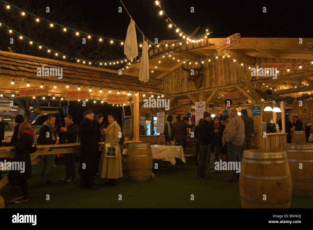 Mulled Wine Stall - Winter Wonderland Fair - Hyde Park - London Stock Photo