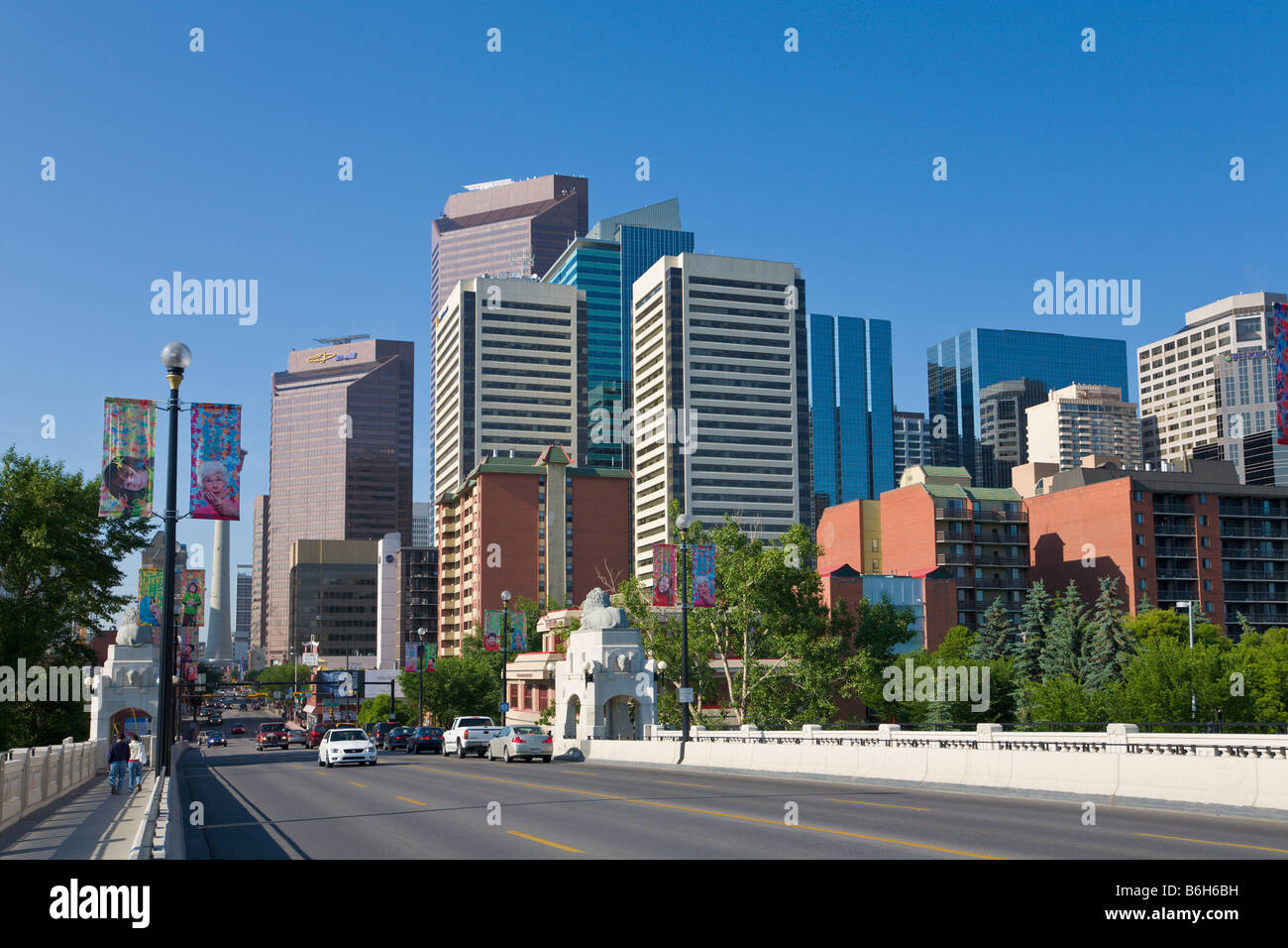 Centre St Bridge and Downtown Calgary Alberta Canada Stock Photo