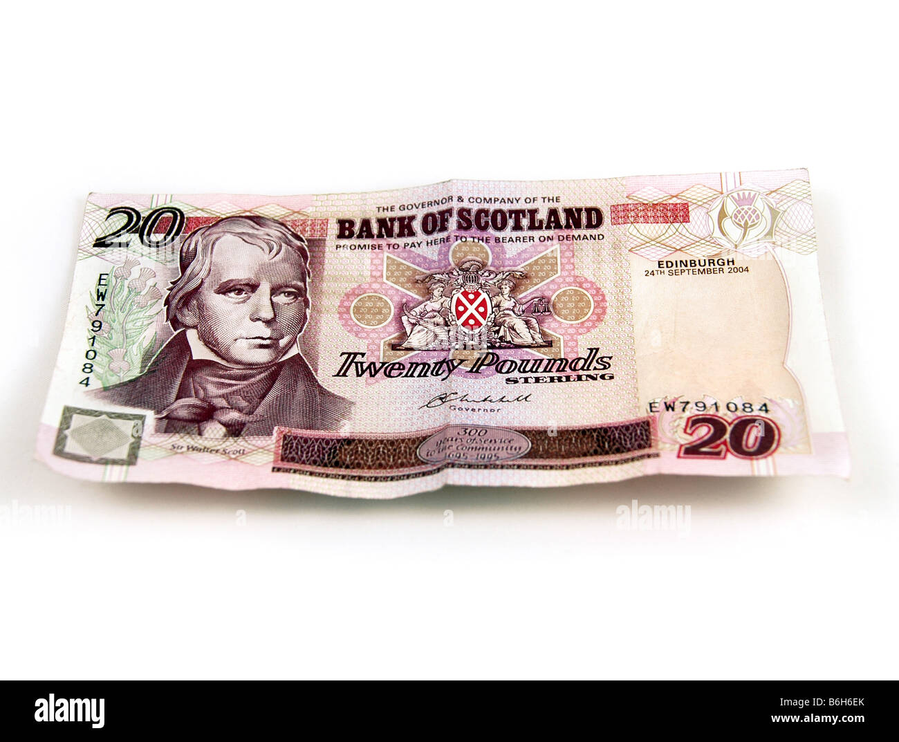 A twenty Scottish pound note. Stock Photo