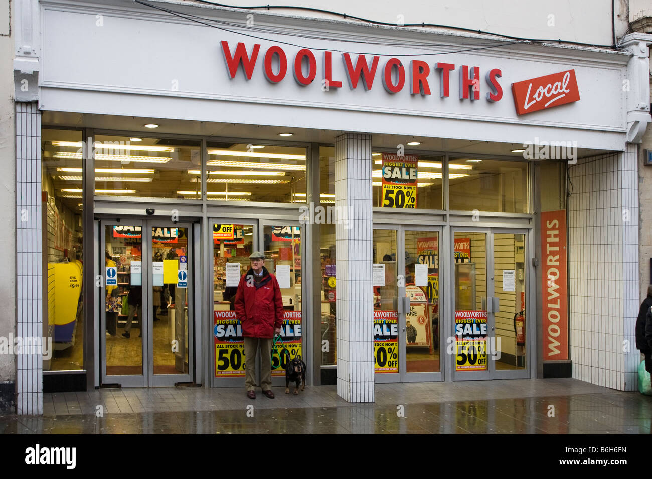 Woolworths shop closing down sale Brecon Wales UK Stock Photo