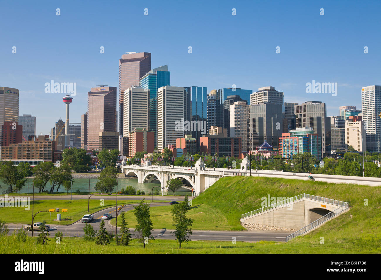 Centre St Bridge and Downtown Calgary Alberta Canada Stock Photo