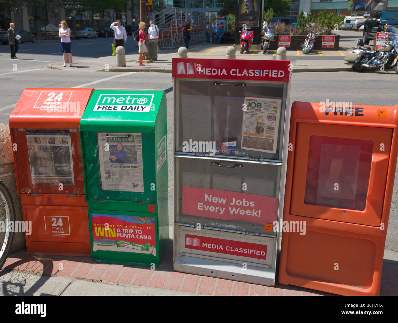 Free newspaper vending machines Calgary Alberta Canada Stock Photo Alamy