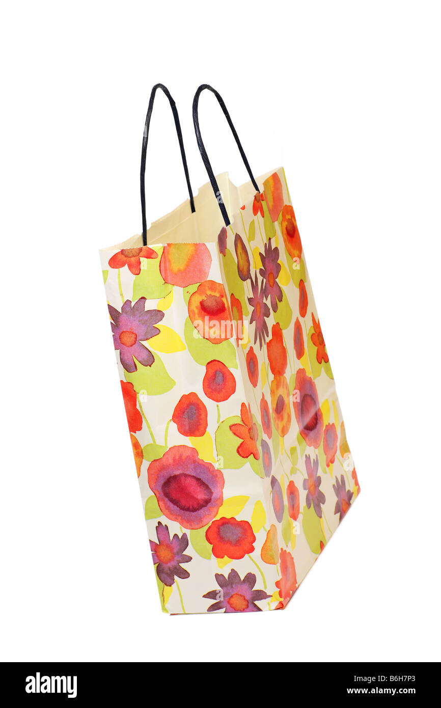 floral paper bag Stock Photo