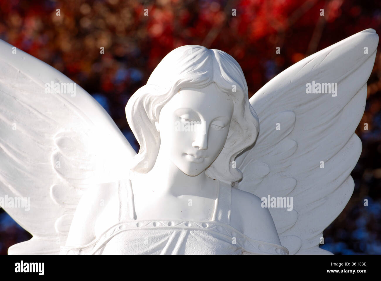 Close up of white marble angel Stock Photo