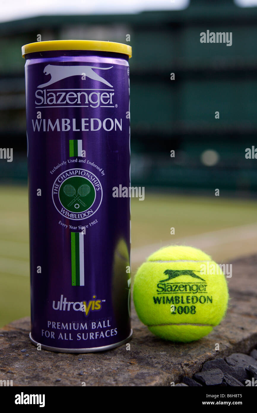 Can of Official Slazenger tennis balls and a single ball at the