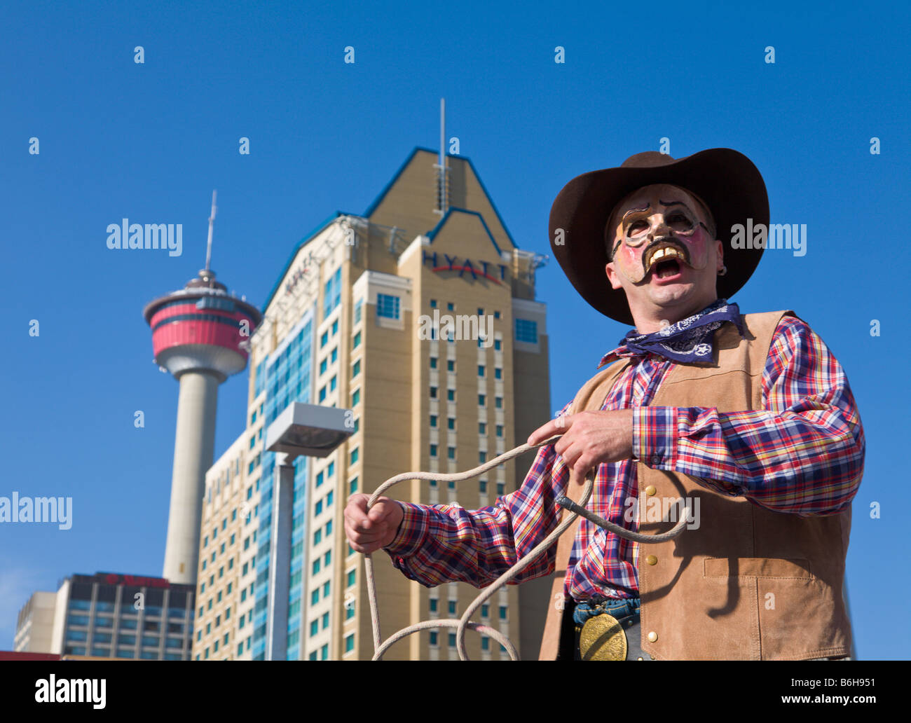 Street performer Calgary Stampede Alberta Canada Stock Photo