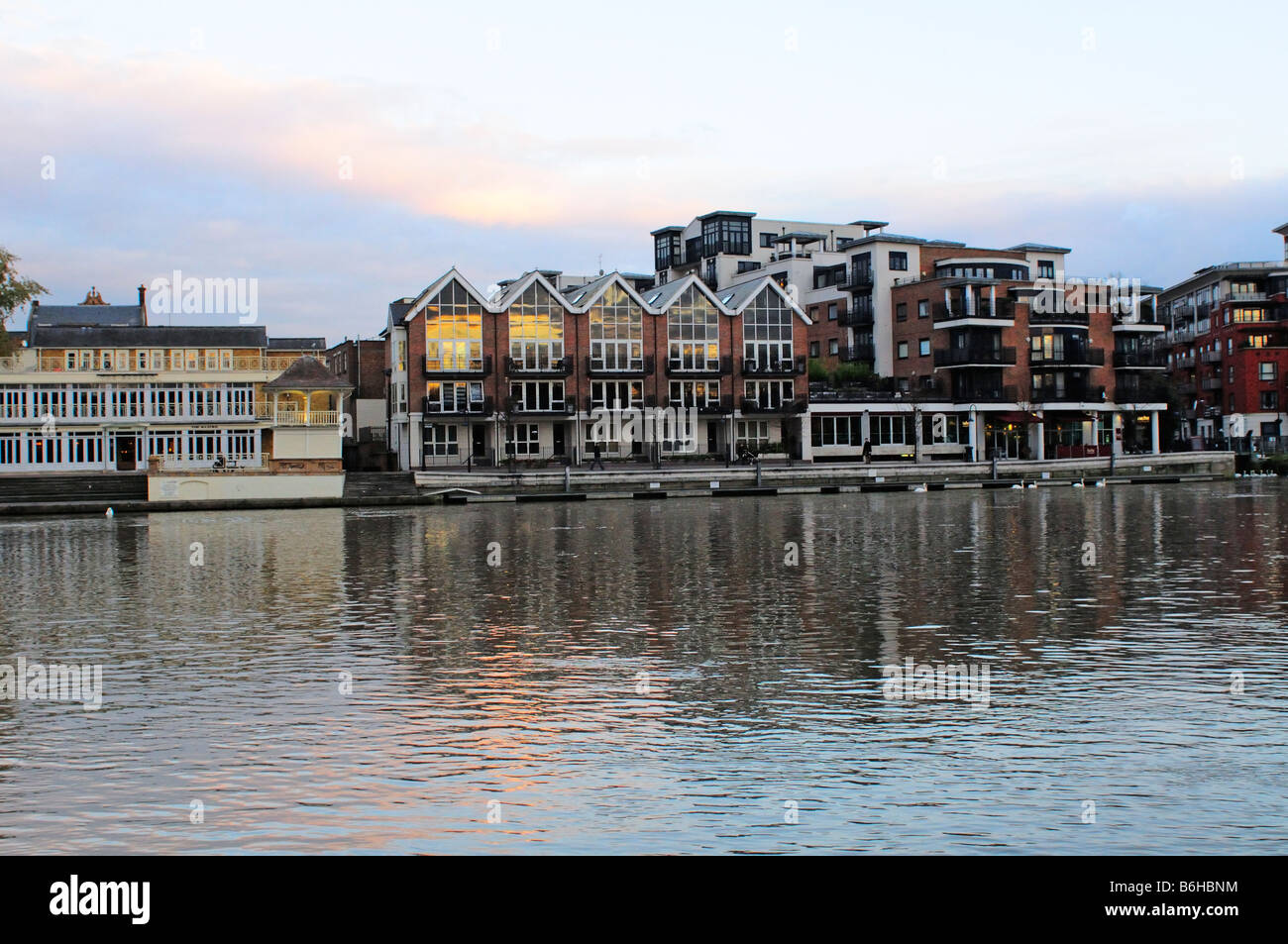 River Thames and houses on Kingston riverside Surrey Stock Photo