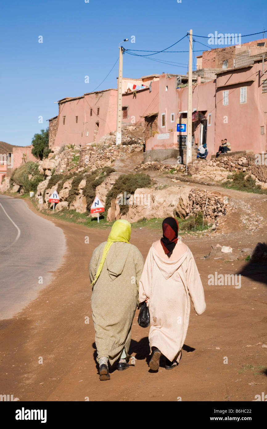 Tahanaoute Asni Valley Morocco Typical Berber mountain village scene in foothills of High Atlas mountains Stock Photo