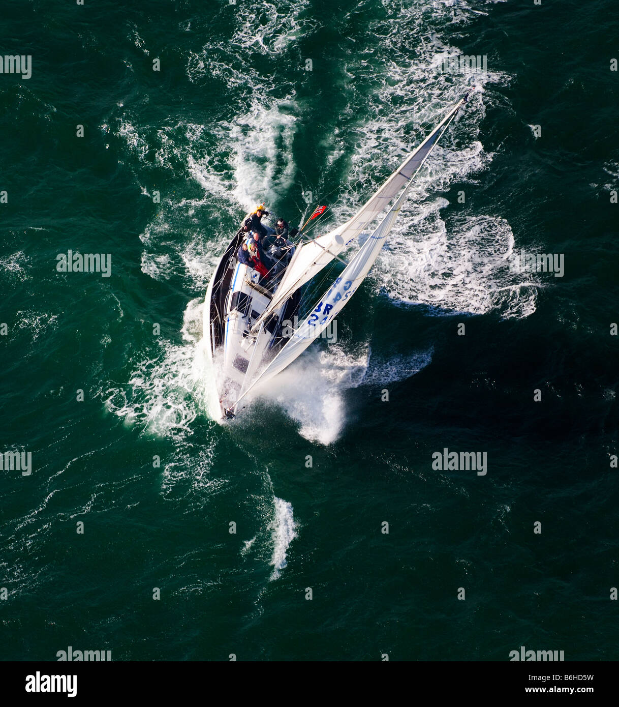 Aerial view of a yacht at sea. UK Stock Photo - Alamy