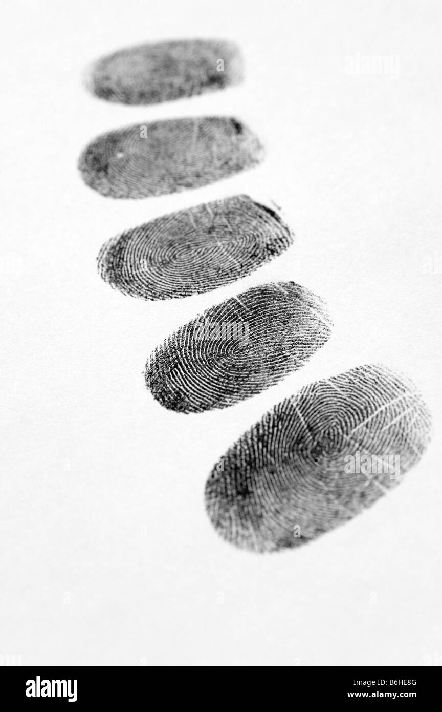 Fingerprints with a white background and shallow depth of field Stock Photo