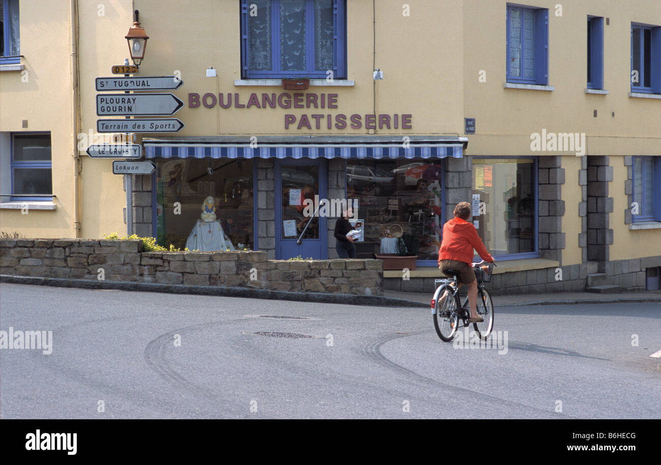 bread and cake shop in the village of Ploerdut in Brittany france Stock