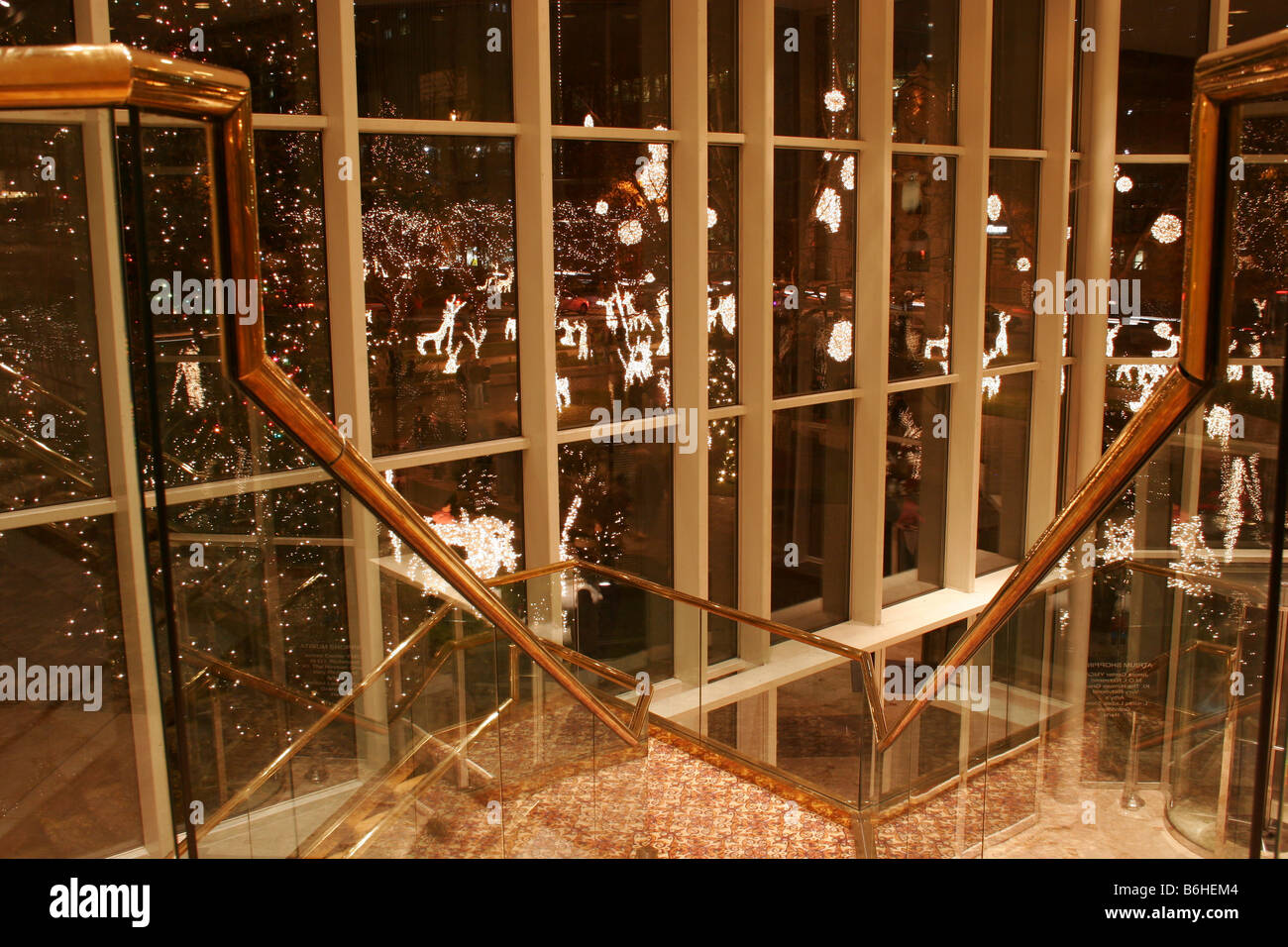 Inside the James Center building during the Christmas season Stock