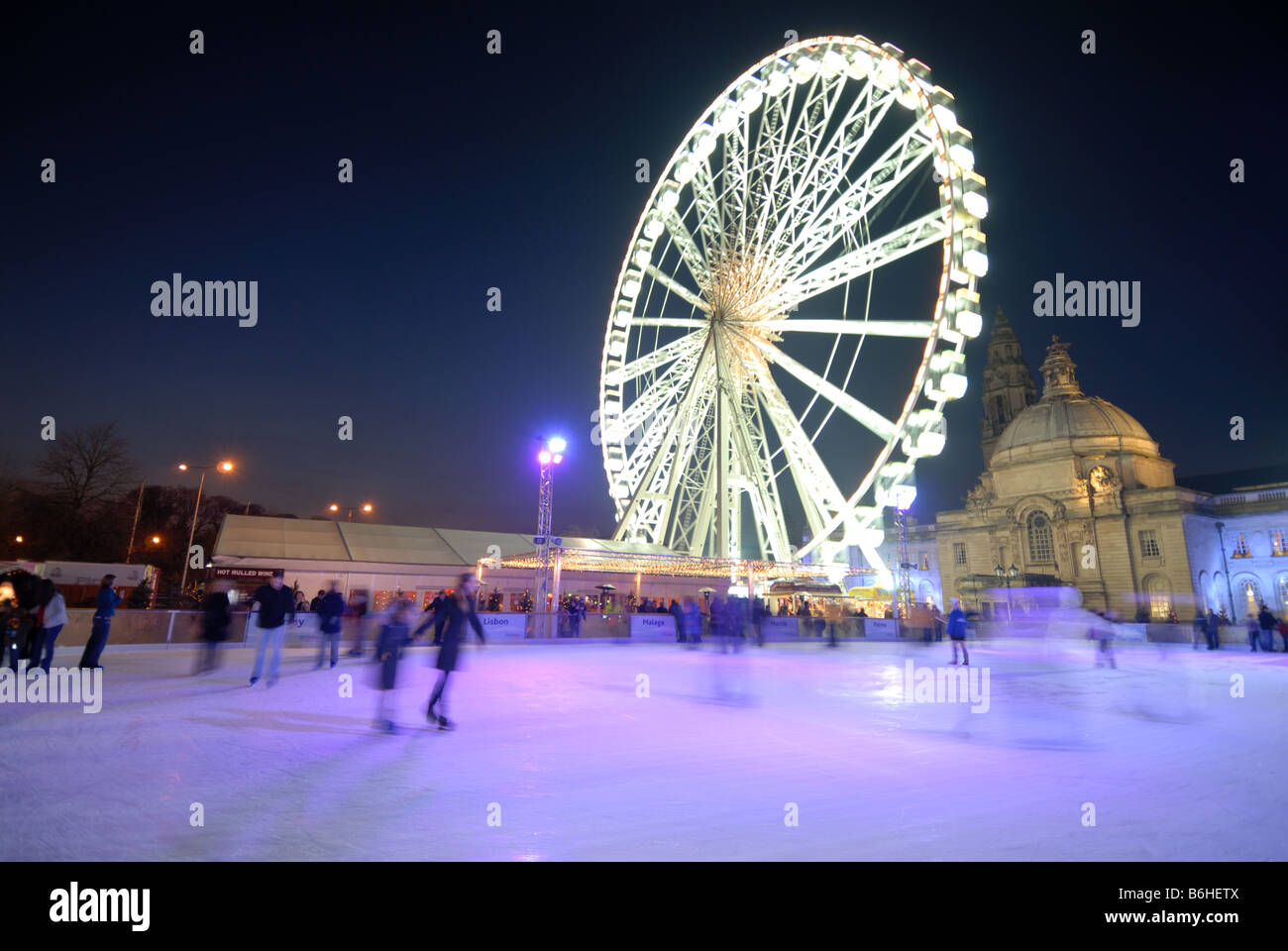 Cardiff Winter Wonderland's "Admiral Eye" and skating on the ice rink