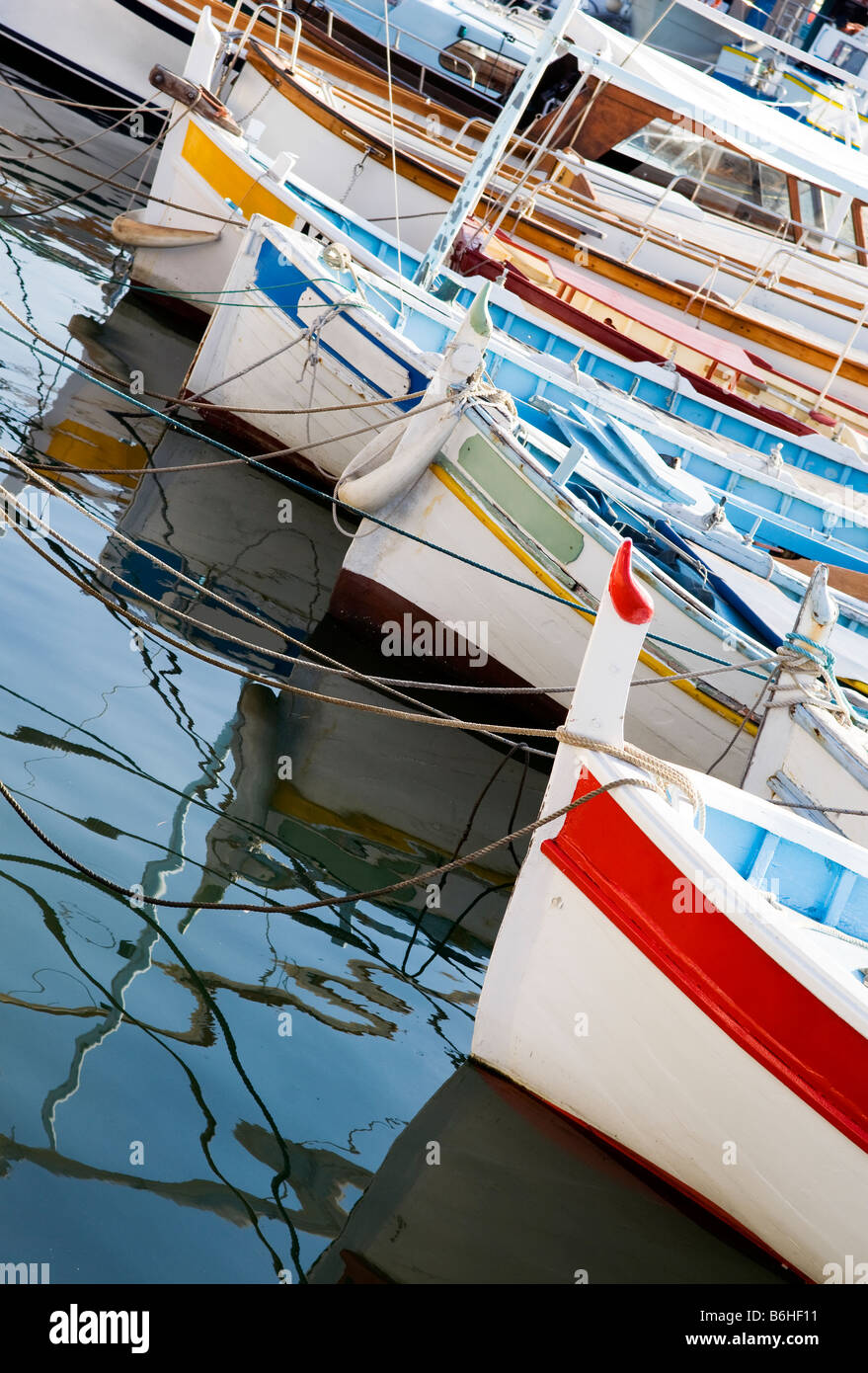 Moored fishing boats Stock Photo - Alamy