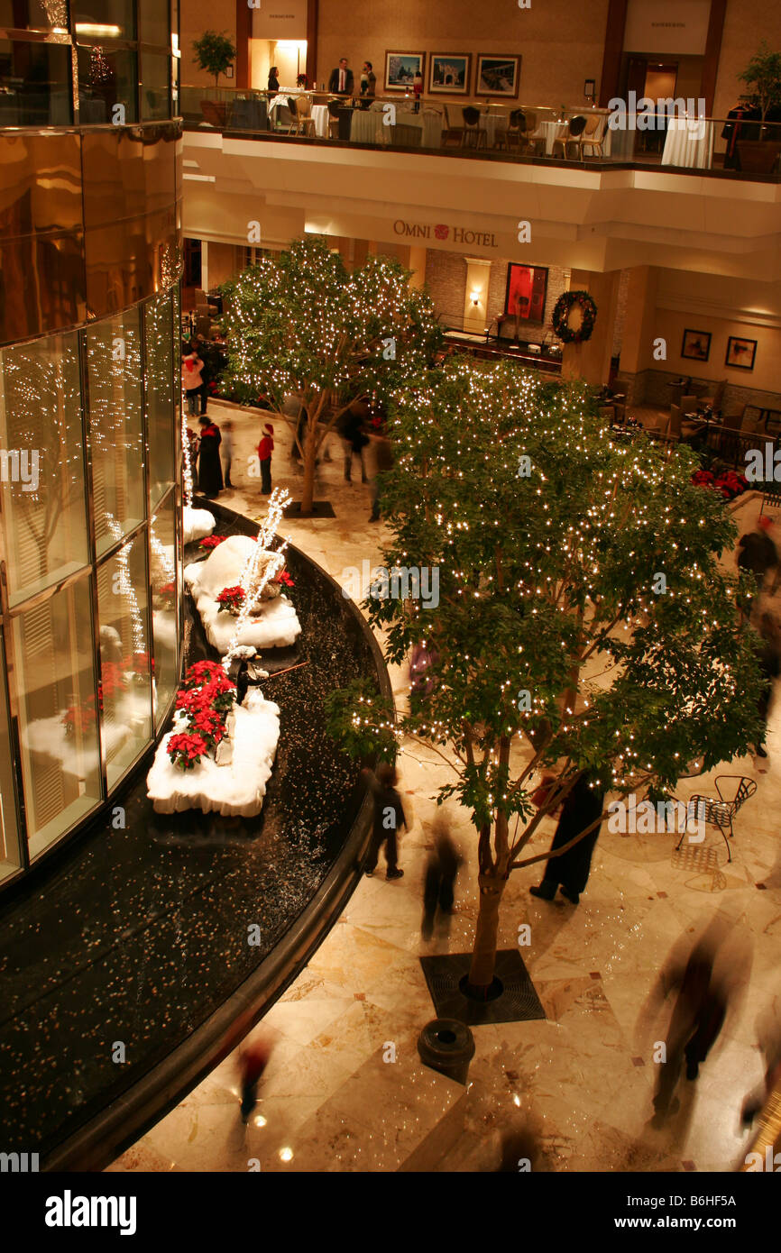 Inside the James Center building during the Christmas season Stock