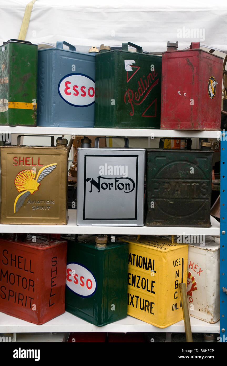 a collection of old petrol cans Stock Photo Alamy