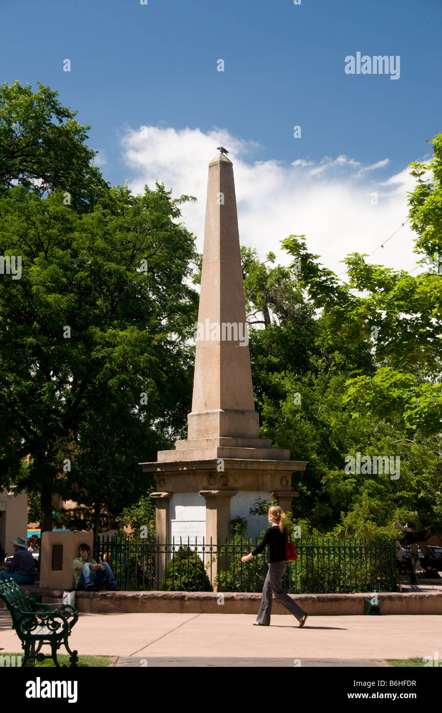 Monument to Federal Army in Santa Fe Plaza NM Stock Photo