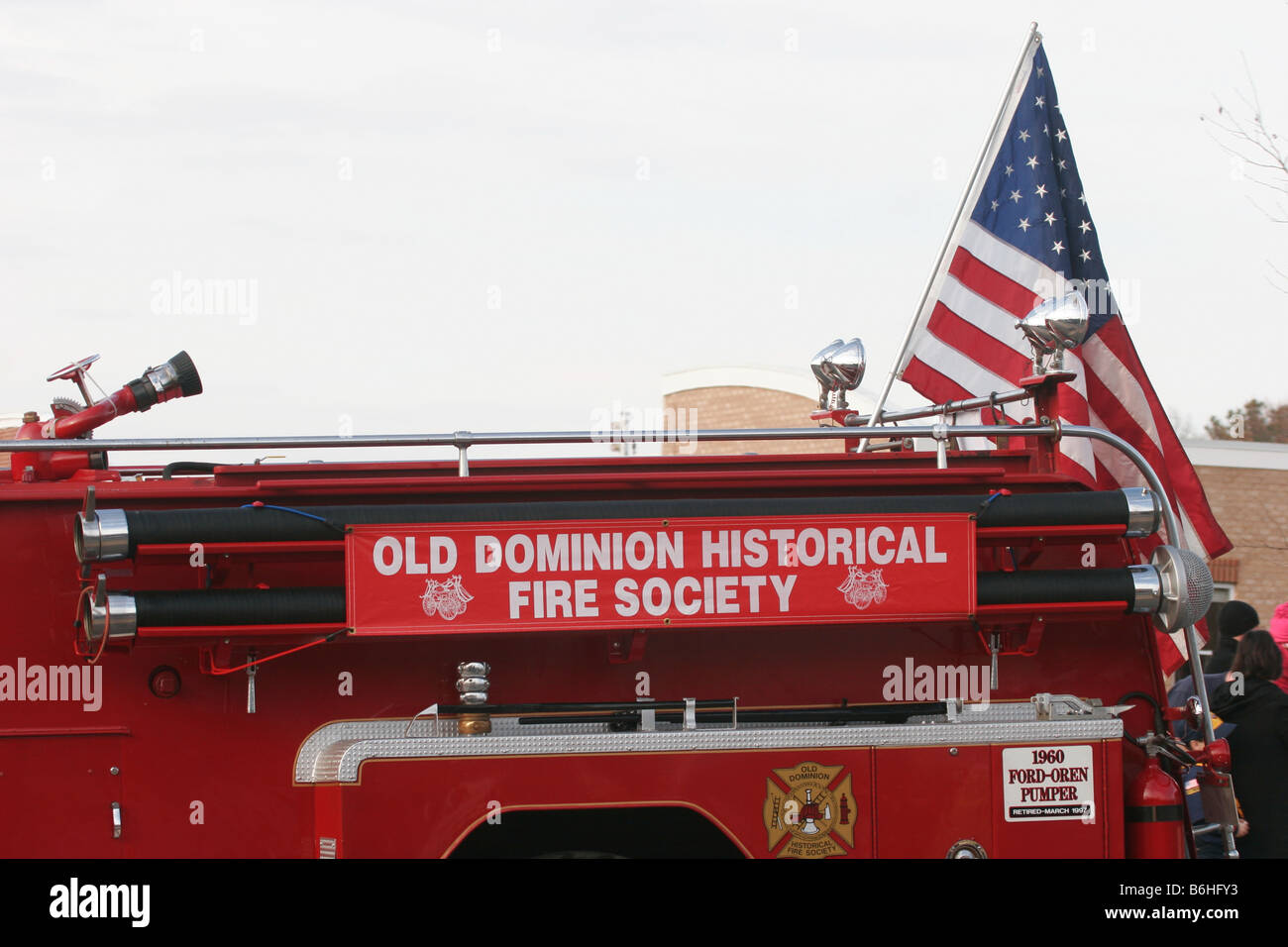 Antique 1960 fire truck at christman parade Stock Photo