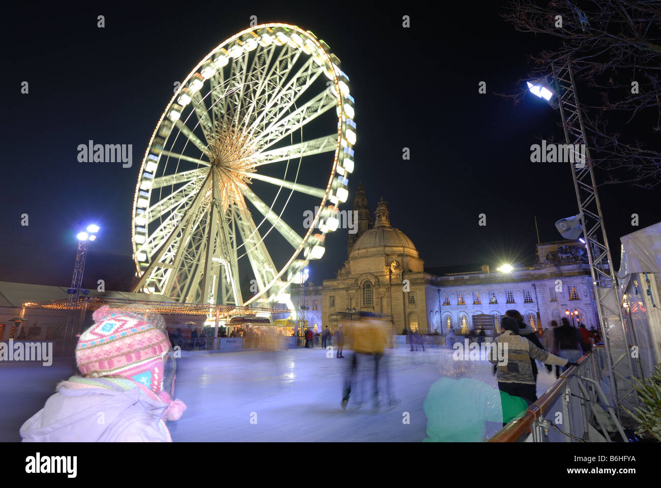 Cardiff Winter Wonderland's "Admiral Eye" and skating on the ice rink