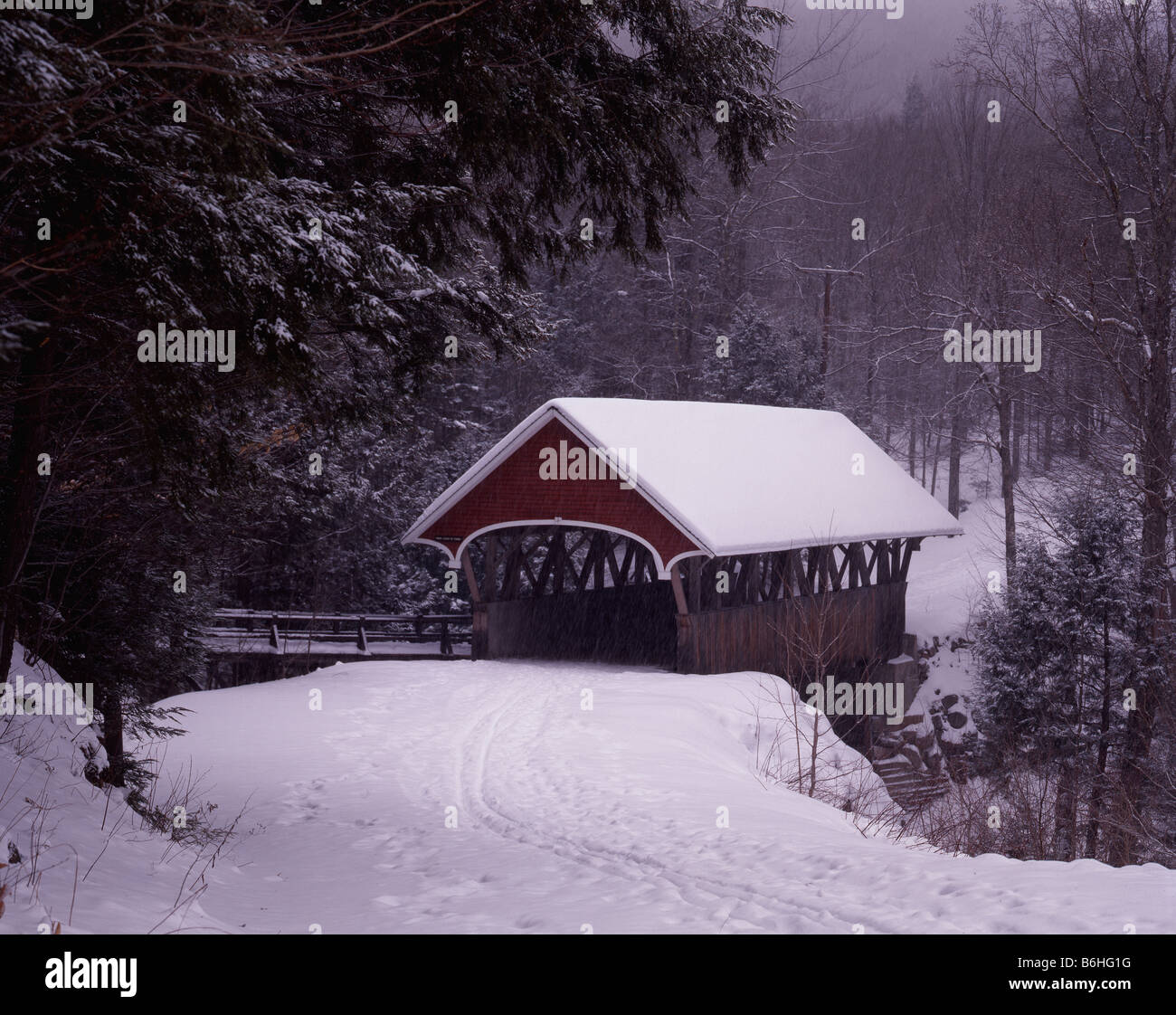 New Hampshire Covered Bridge Winter High Resolution Stock Photography ...