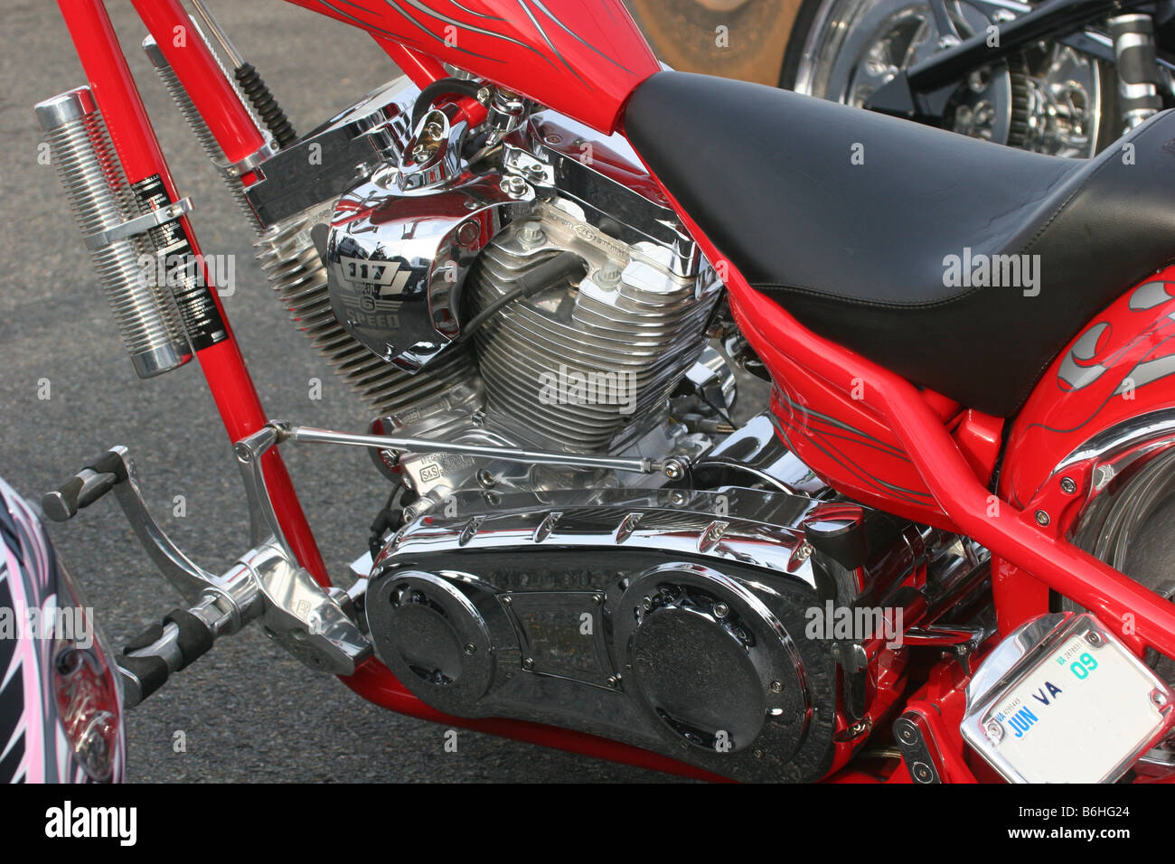 Close up of customized motorcycle Stock Photo