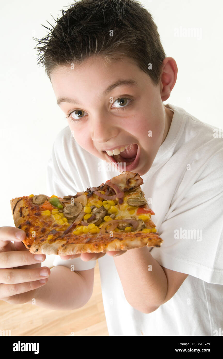 pizza junk food boy child eat eating diet grease greasy fat fatty