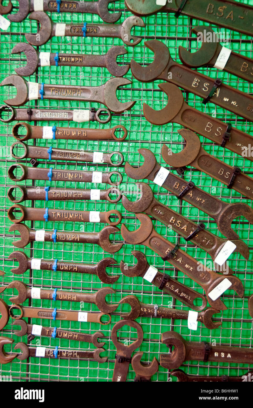 collection of old motorbike spanners Stock Photo Alamy