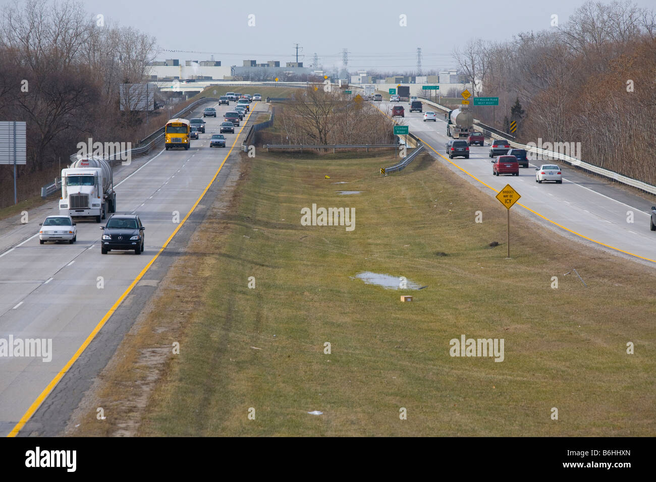 Traffic flows on Michigan State Highway M 53 in the northern suburbs of
