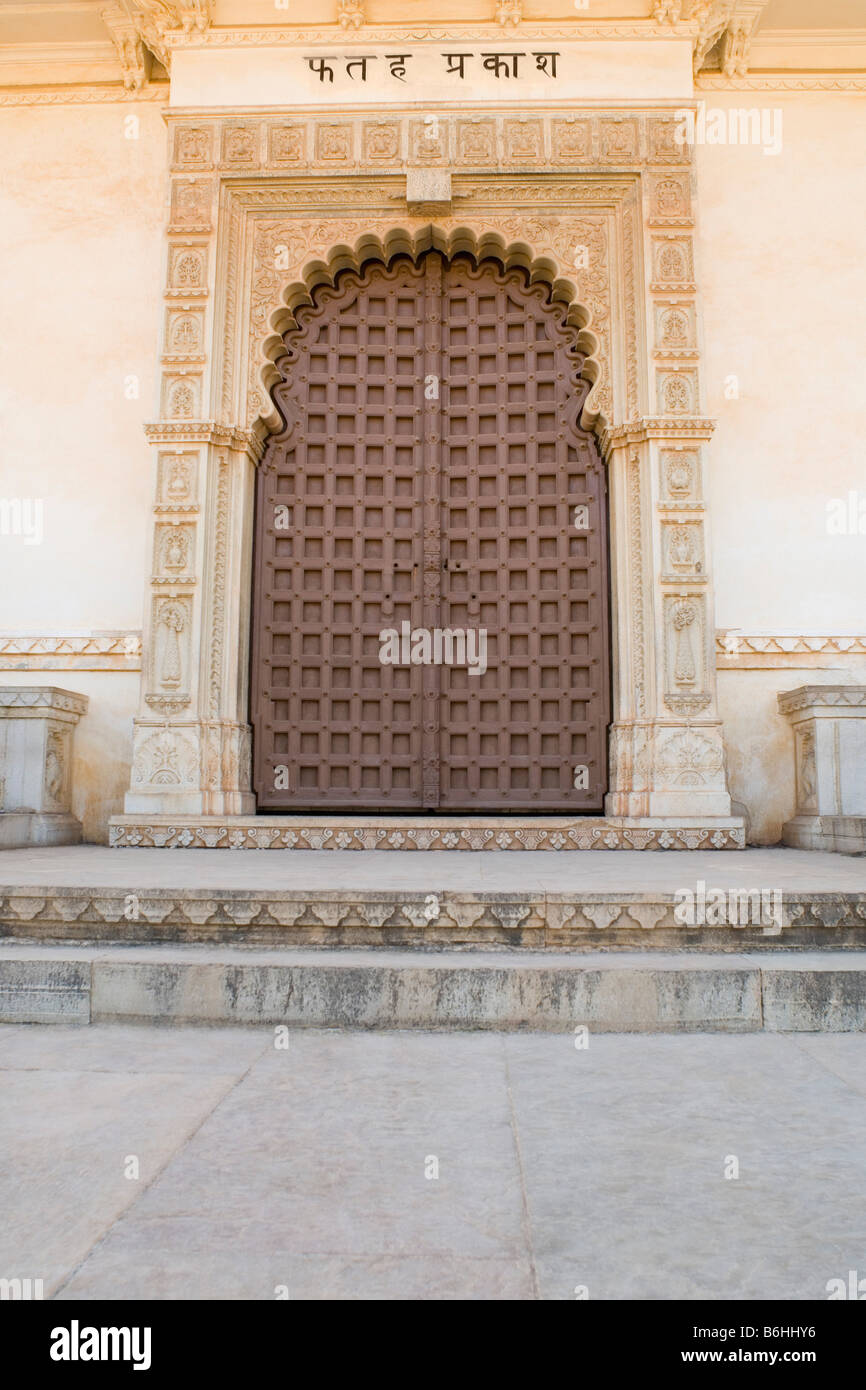 Entrance of a palace, Fateh Prakash Mahal, Chittorgarh Fort, Chittorgarh, Rajasthan, India Stock Photo
