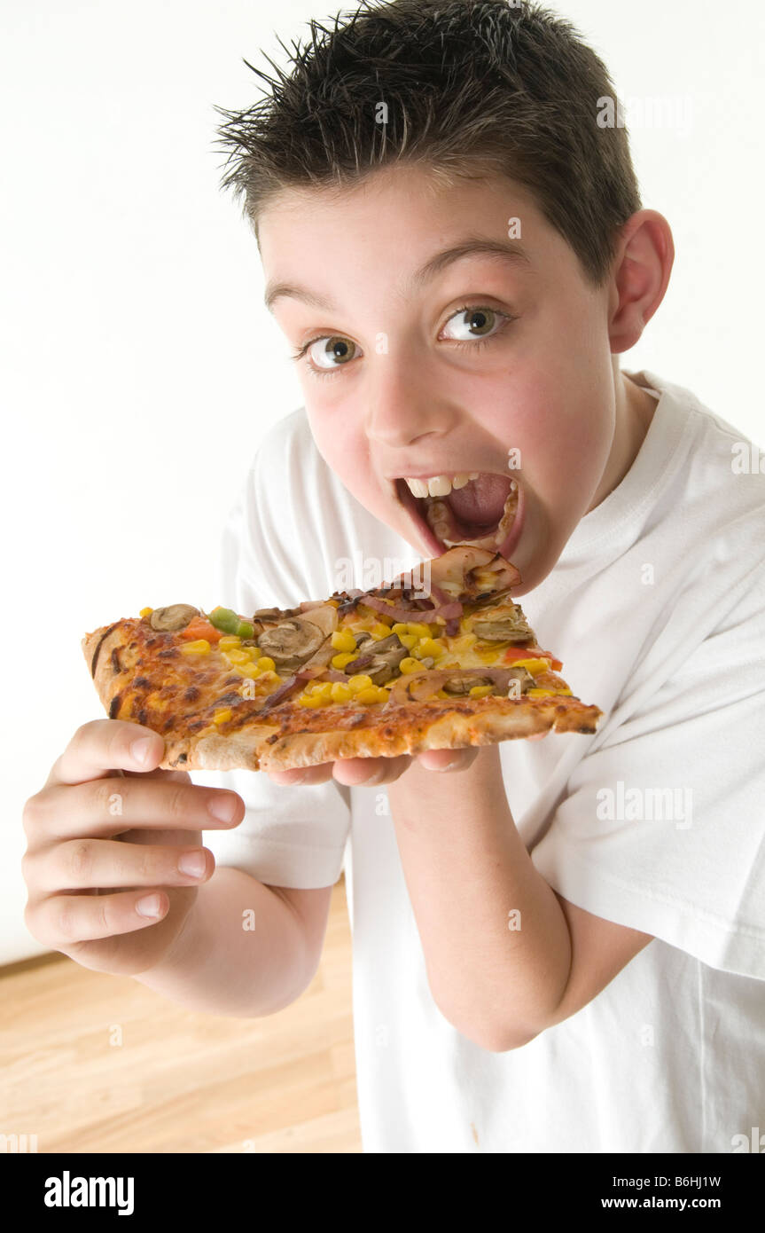 pizza junk food boy child eat eating diet grease greasy fat fatty
