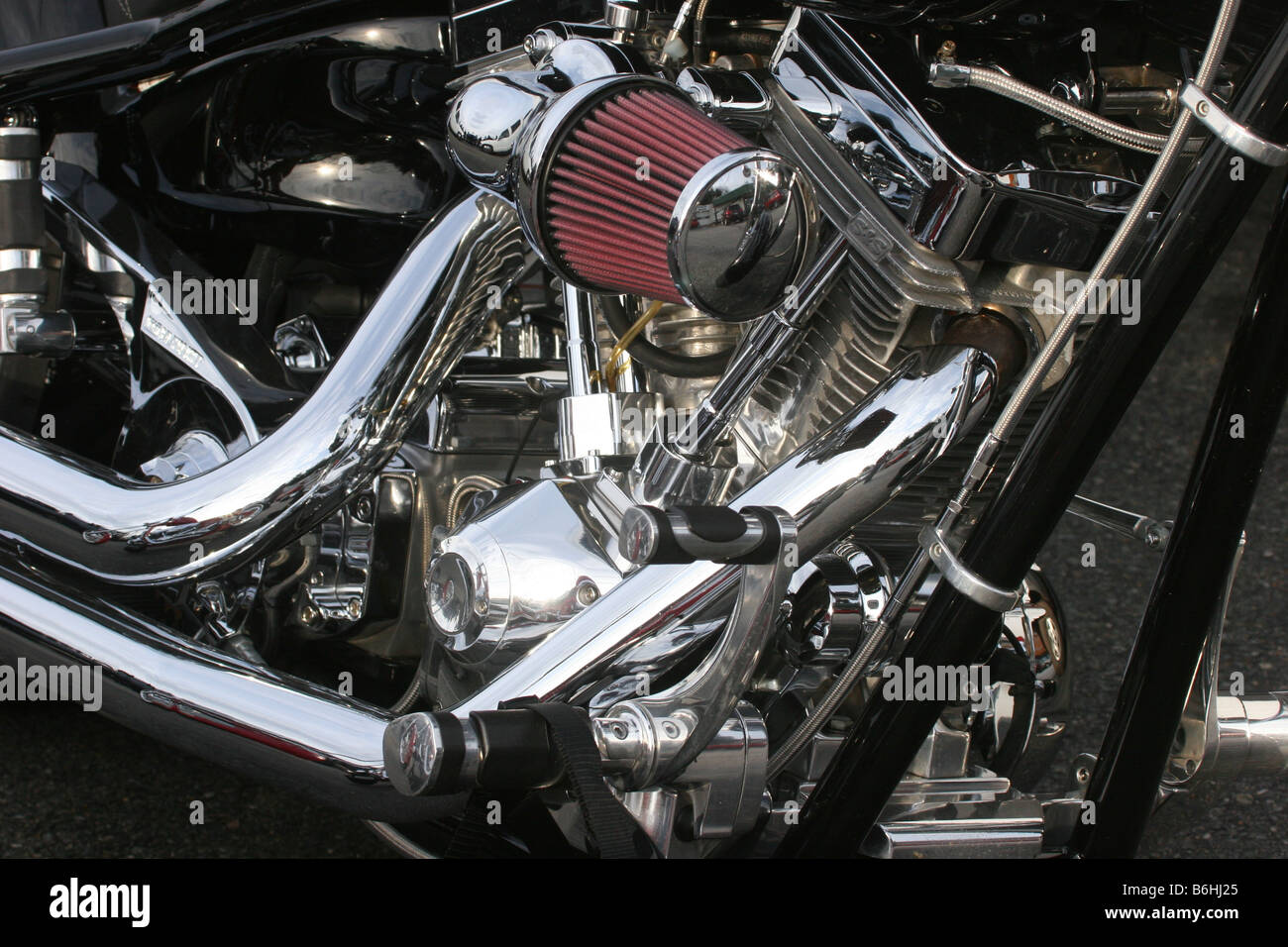 Close up of customized motorcycle Stock Photo