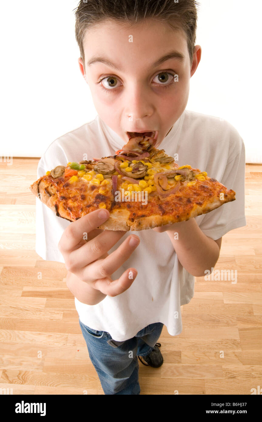Pizza Junk Food Boy Child Eat Eating Diet Grease Greasy Fat Fatty 