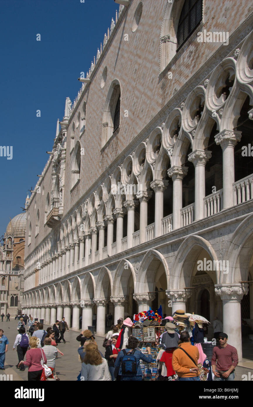 Doges Palace detail Piazza San Marco Venice Italy April 2008 Stock Photo