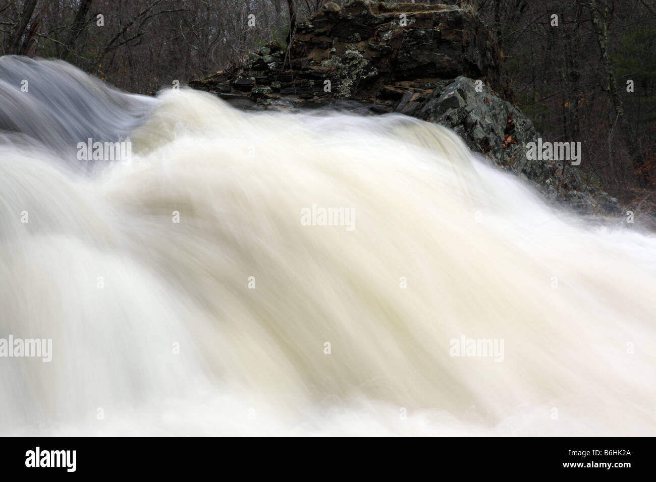 Wadley Falls during the autumn months which is located along the Lamprey River in Lee New Hampshire USA Stock Photo