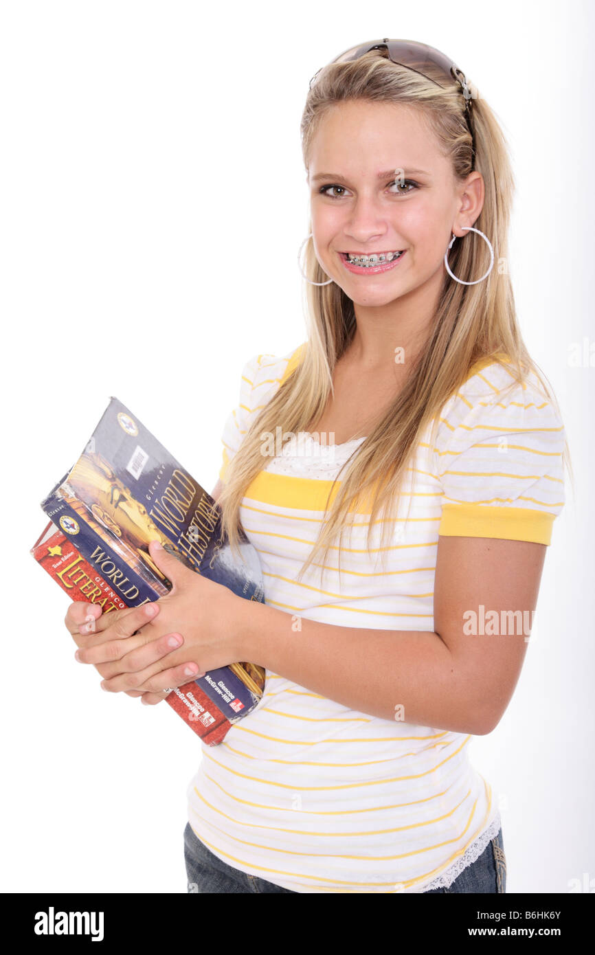 teen girl with school books Stock Photo - Alamy