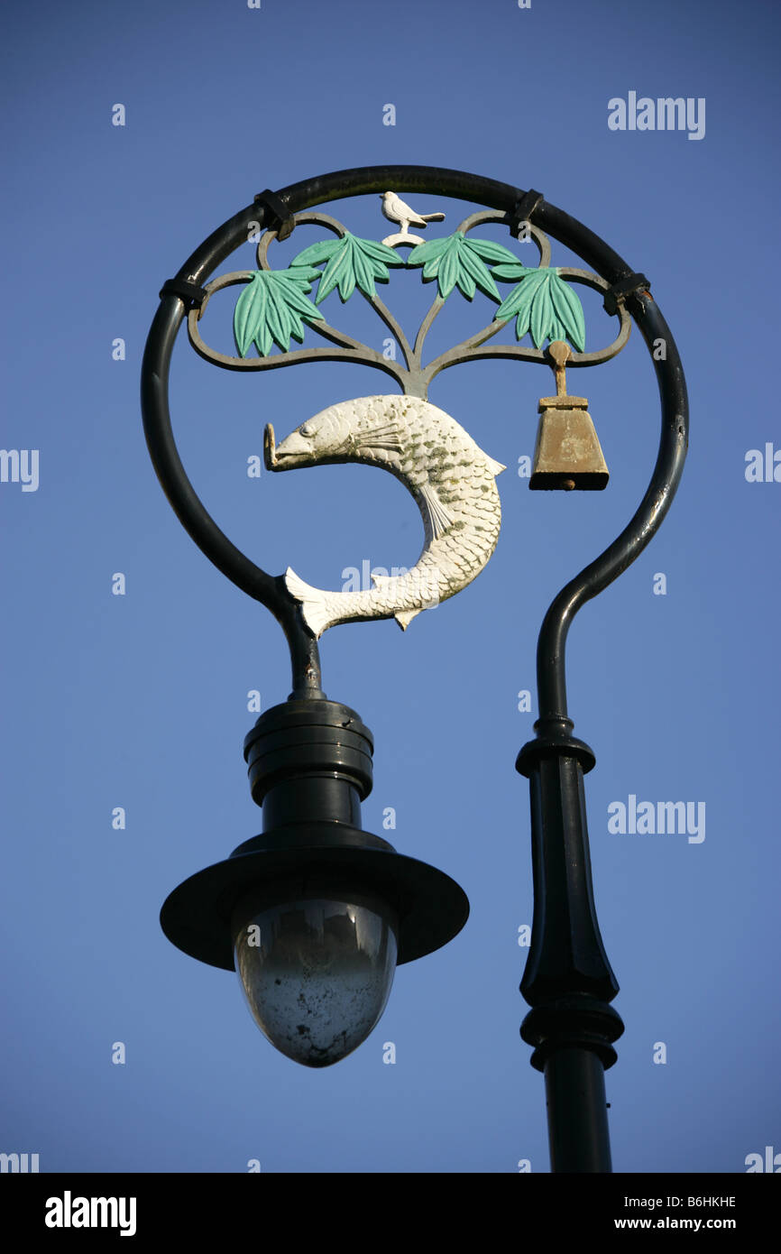 City of Glasgow, Scotland. The Glasgow coat of arms depicted on a lamp