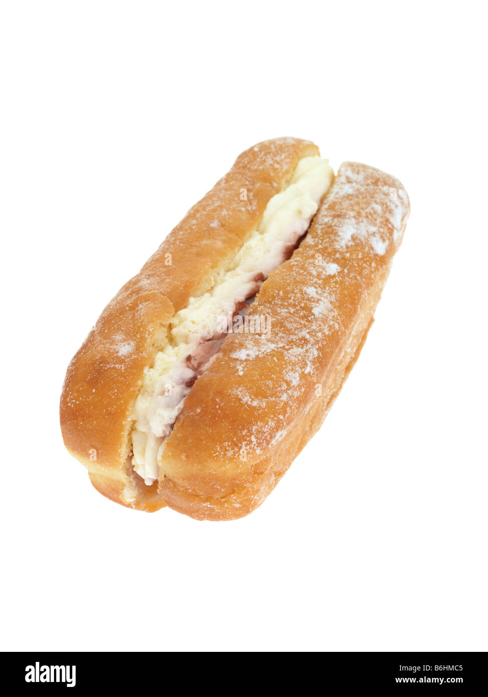 Jam and Cream Doughnut Stock Photo Alamy