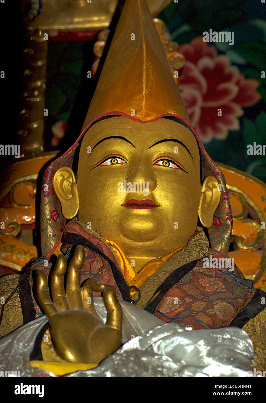 Buddhist statuary of a previous Dalai Lama, at Drepung Monastery, Lhasa, Tibet Stock Photo
