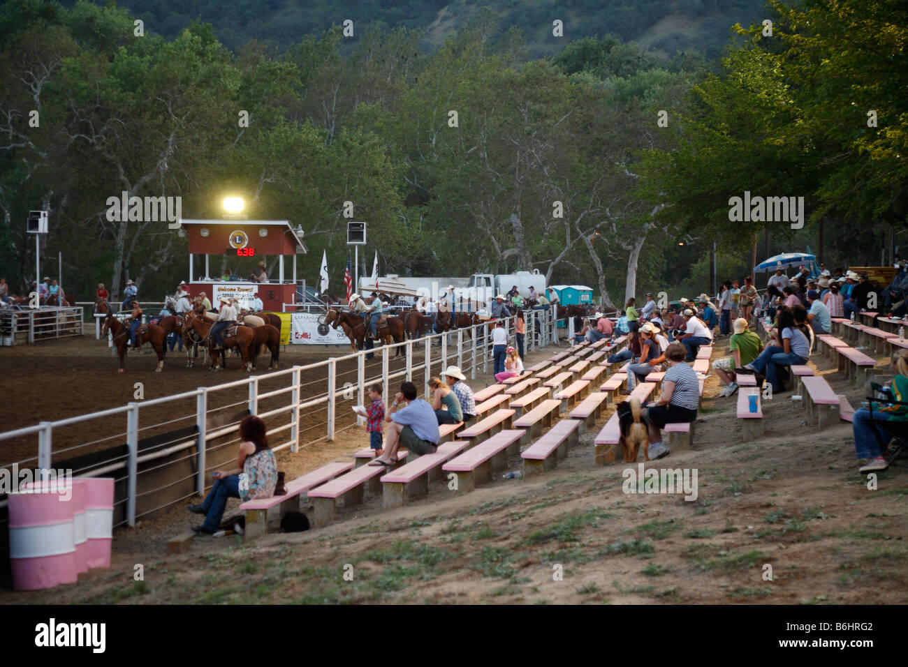 Watching the rodeo at Three Rivers, California, USA Stock Photo